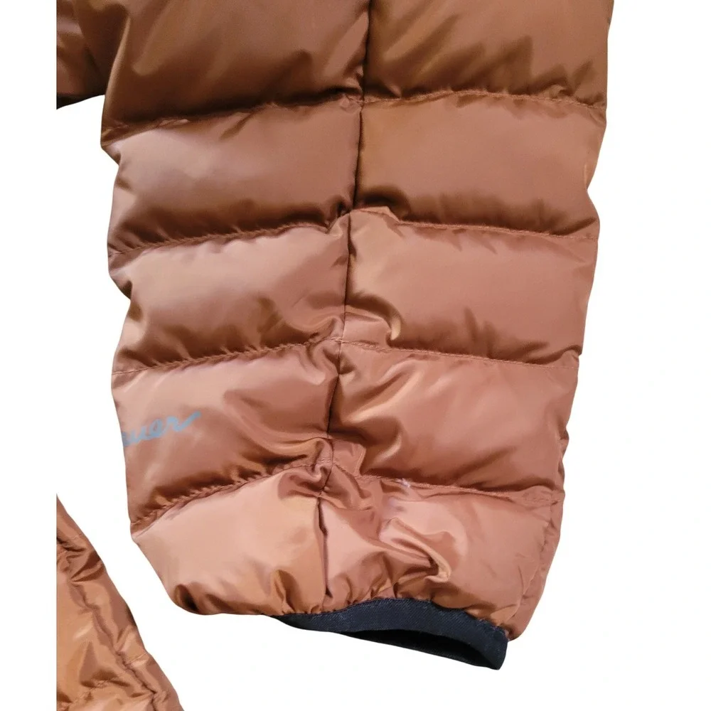 Eddie Bauer Mens Down Puffer Jacket Brown Bronze Quilted Full Zip Medium - Picture 4 of 7